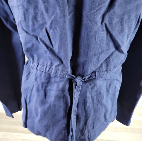 Vintage Spiegel Navy Linen Blazer Jacket Women's Size 10 - Picture 12 of 13